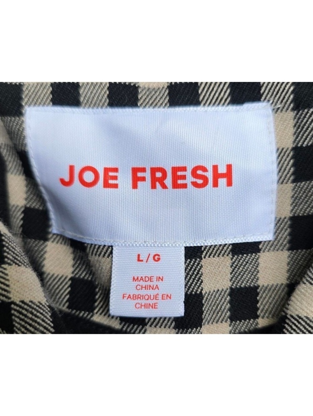 Joe Fresh Gingham Plaid Belted Trench Coat Jacket Size Lg  Black & White - Picture 11 of 12